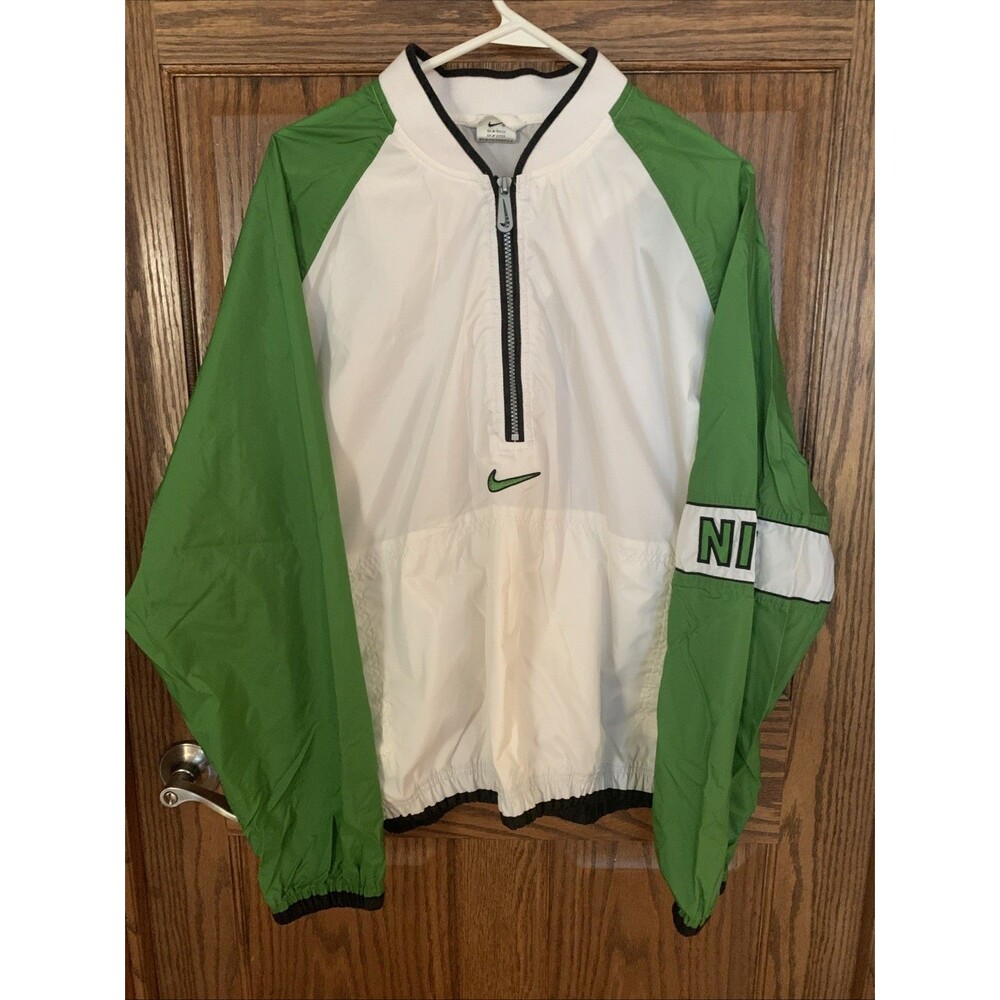 Vintage Nike Center Swoosh Windbreaker Jacket M Lime Green White Y2K - Picture 8 of 8